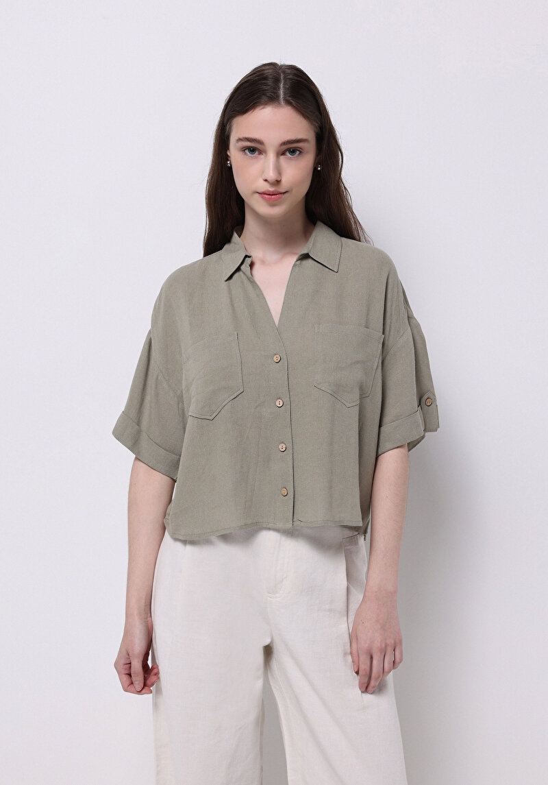 Зображення Сорочка З Коротким Рукавом Жіноча Зелена  Cl1074649