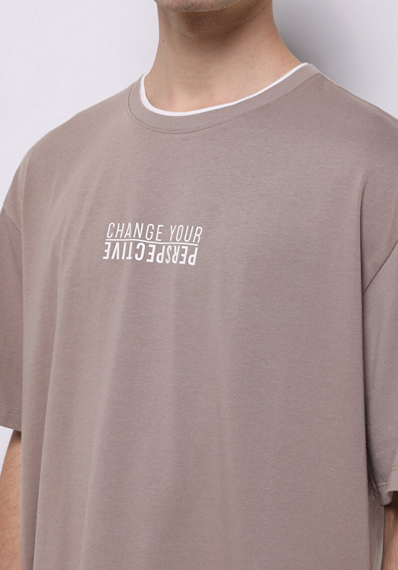 Показати інформацію про Футболка З Коротким Рукавом Чоловіча Бежева  Cl1073989