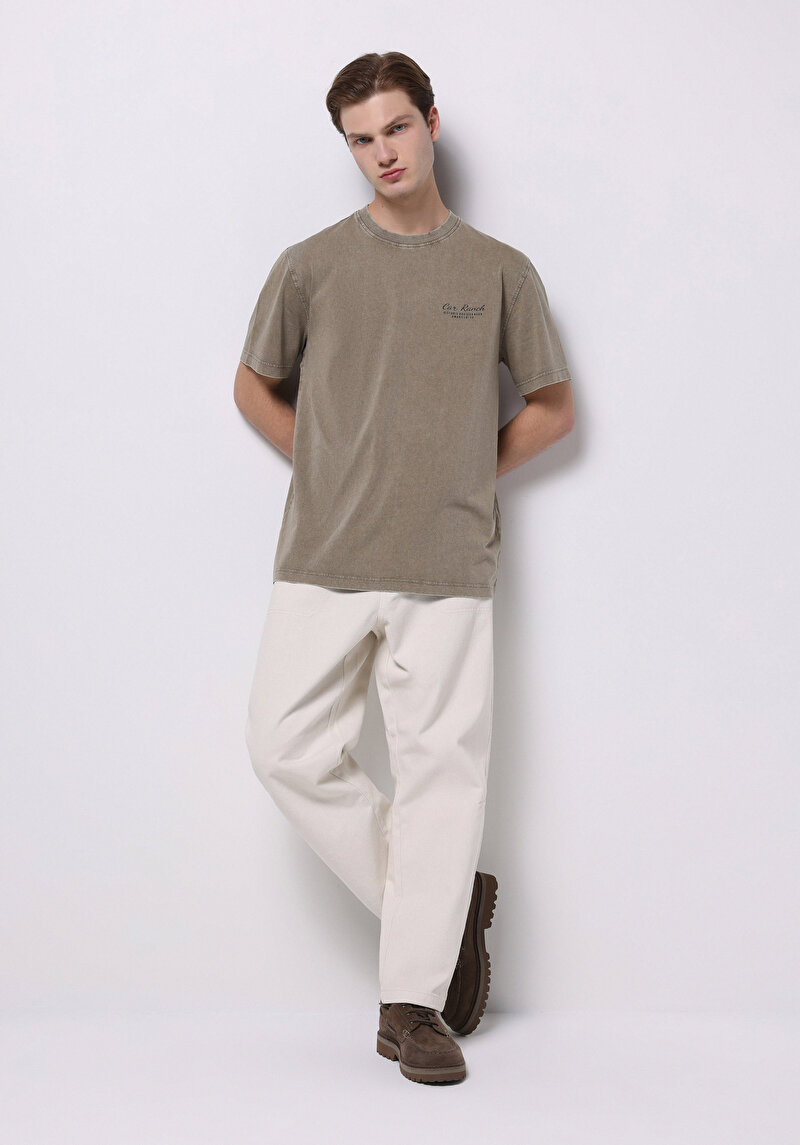 Показати інформацію про Футболка З Коротким Рукавом Чоловіча Бежева  Cl1074123