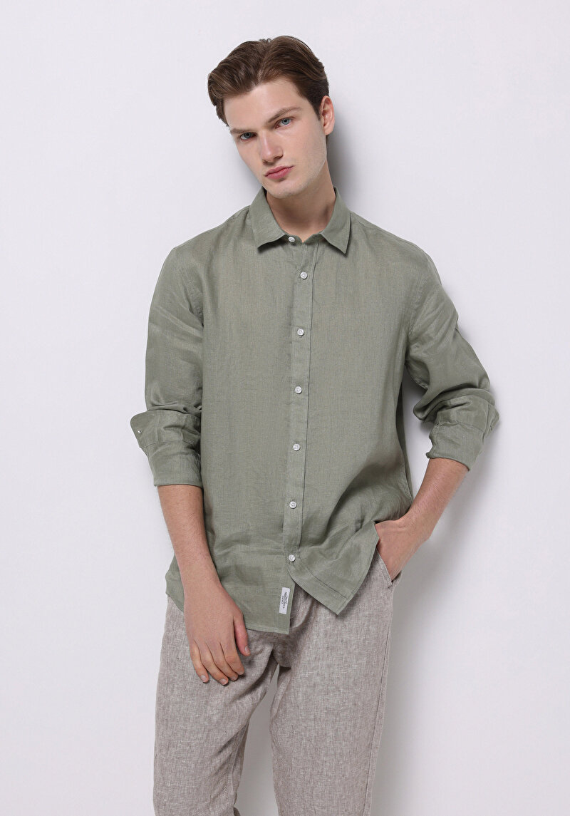 Зображення Сорочка З Довгим Рукавом Чоловіча Зелена Cl1074493