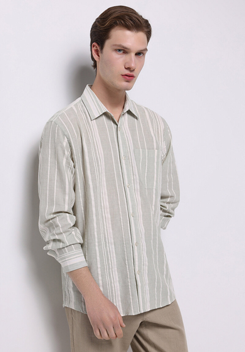 Зображення Сорочка З Довгим Рукавом Чоловіча Зелена  Cl1074496