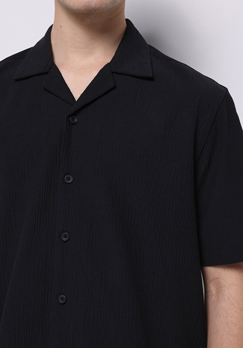 Показати інформацію про Сорочка З Коротким Рукавом Чоловіча Чорна  Cl1074590