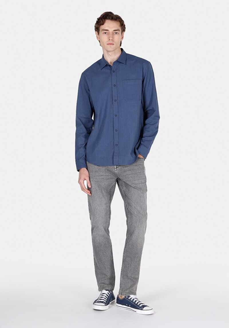 Показати інформацію про Сорочка З Довгим Рукавом Чоловіча Синя  Cl1073762