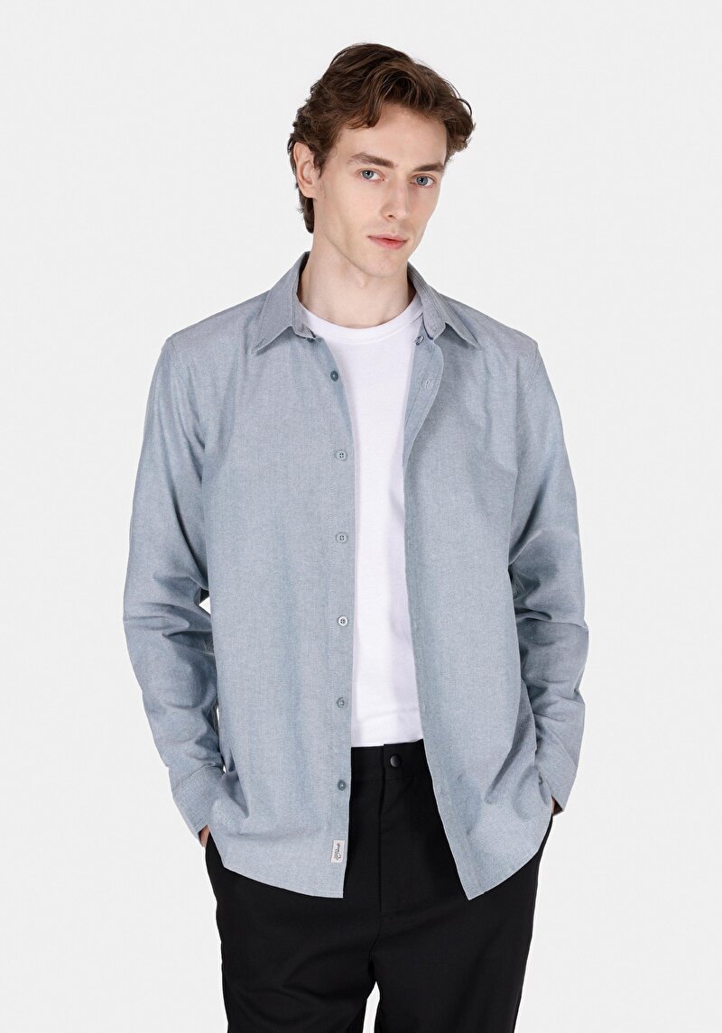 Зображення Сорочка З Довгим Рукавом Чоловіча Зелена  Cl1073845