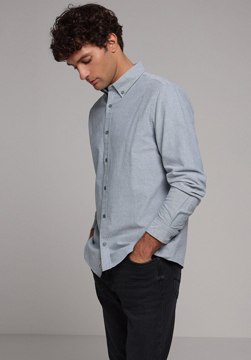 Зображення Сорочка З Довгим Рукавом Чоловіча Зелена Cl1073845