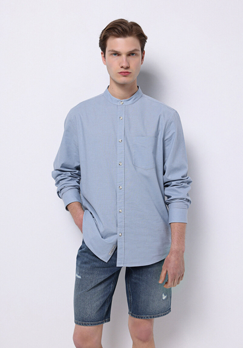 Зображення Сорочка З Довгим Рукавом Чоловіча Блакитна  Cl1070508