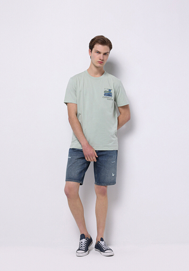 Показати інформацію про Футболка З Коротким Рукавом Чоловіча Бірюзова  Cl1074126