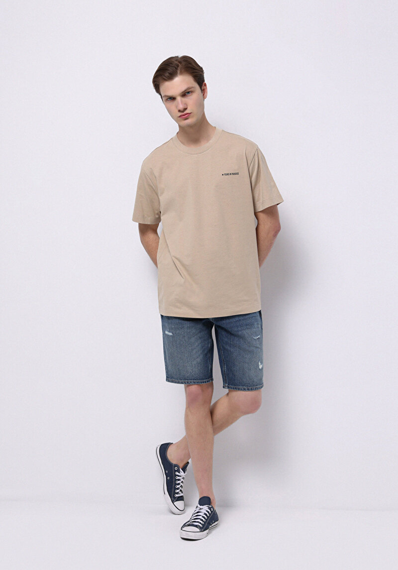 Показати інформацію про Футболка З Коротким Рукавом Чоловіча Бежева  Cl1074149