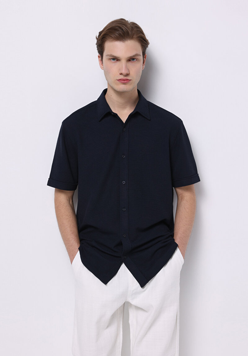 Зображення Сорочка З Коротким Рукавом Чоловіча Синя  Cl1074492