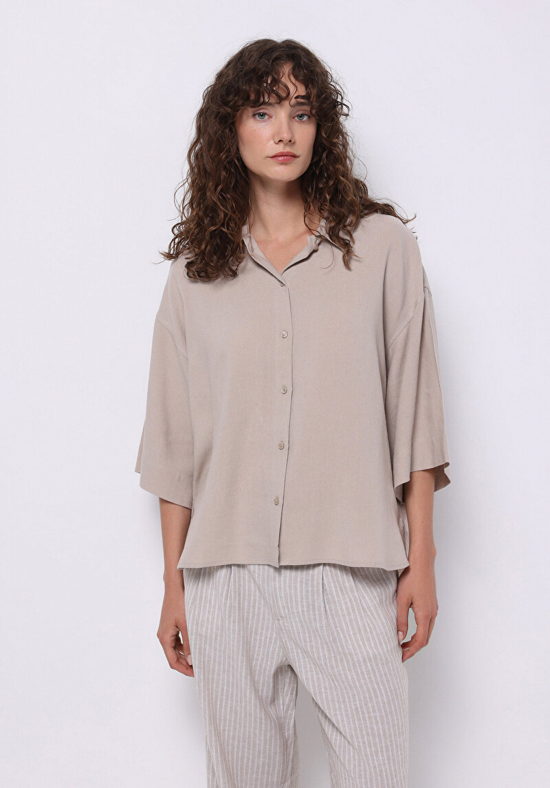 Зображення Сорочка З Довгим Рукавом Жіноча Бежева  Cl1073929