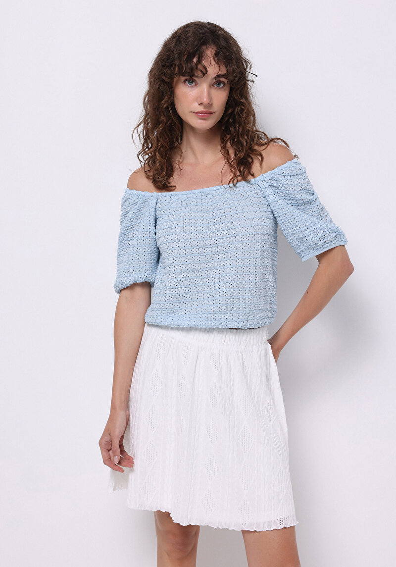 Зображення Блуза З Коротким Рукавом Жіночий Блакитна  Cl1074324