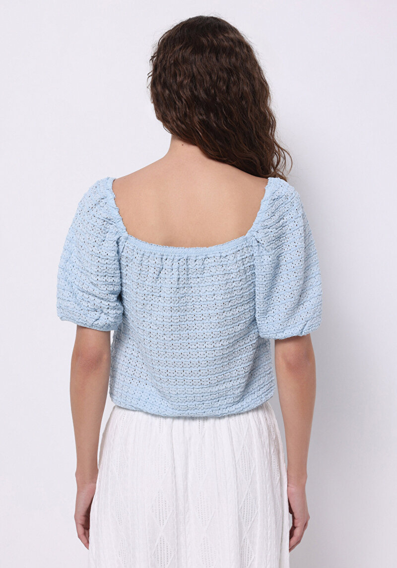 Показати інформацію про Блуза З Коротким Рукавом Жіночий Блакитна  Cl1074324