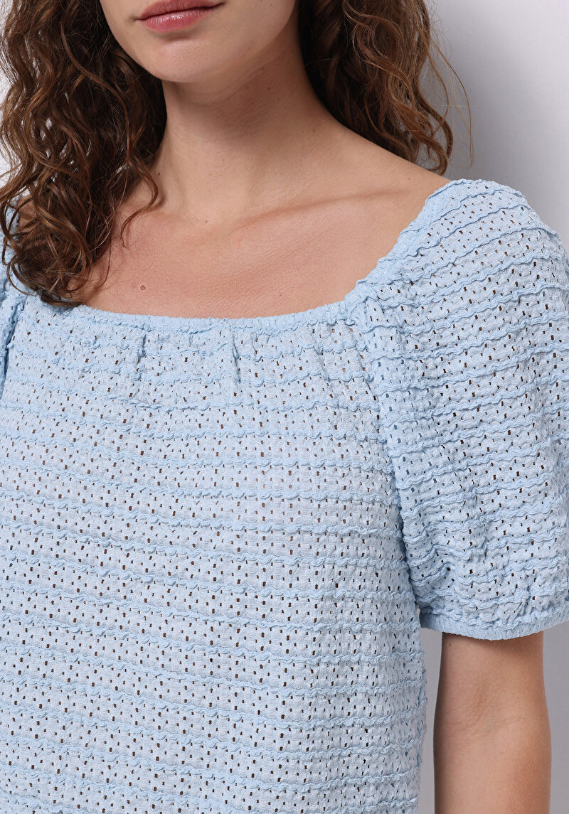 Показати інформацію про Блуза З Коротким Рукавом Жіночий Блакитна  Cl1074324