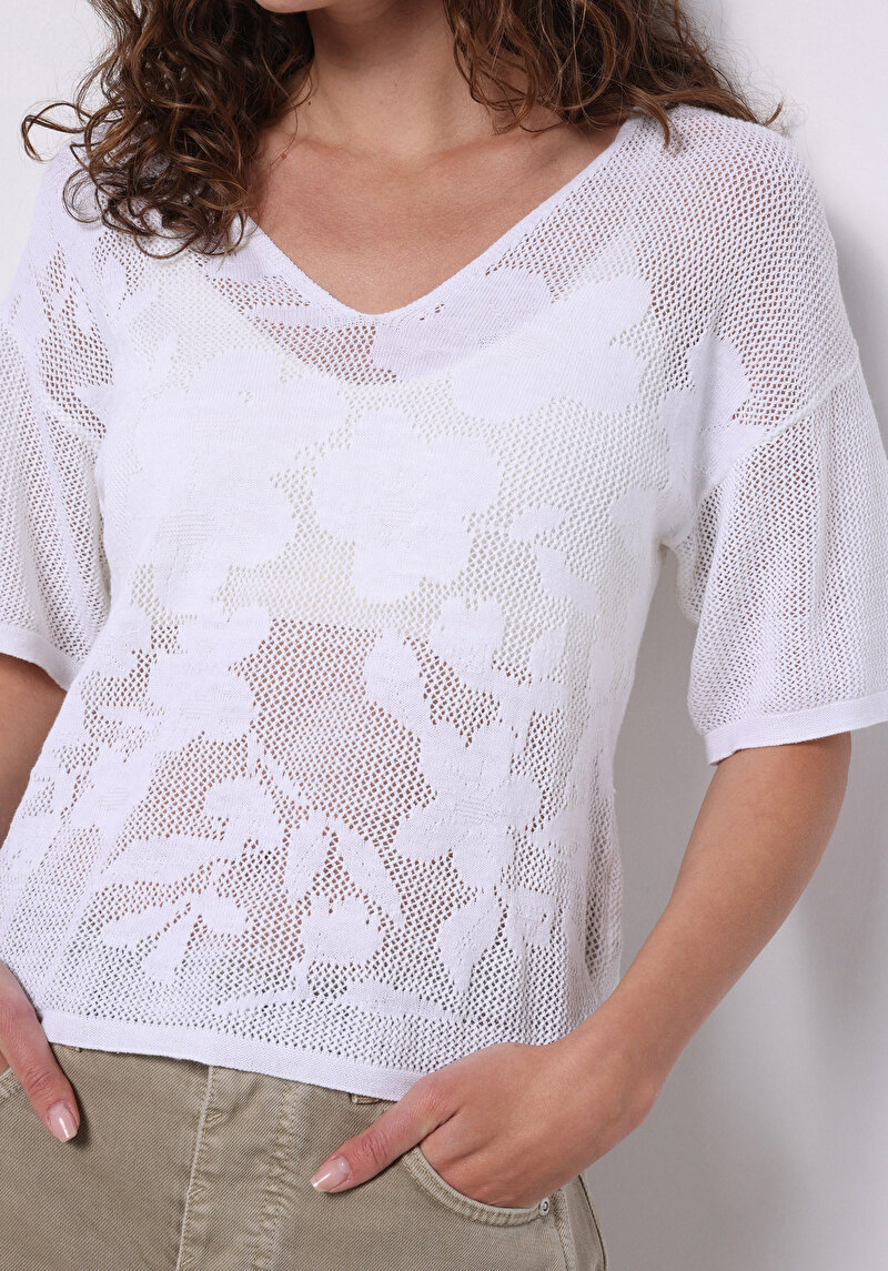 Показати інформацію про Светр Із Коротким Рукавом Жіночий Білий  Cl1074364