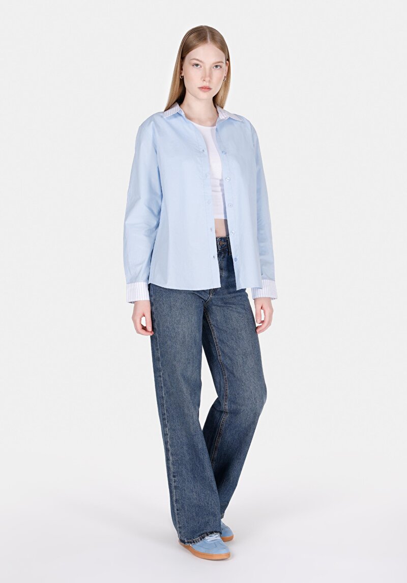 Показати інформацію про Сорочка З Довгим Рукавом Жіноча Блакитна  Cl1073300