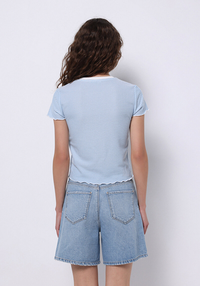 Показати інформацію про Футболка З Коротким Рукавом Жіноча Блакитна  Cl1074572