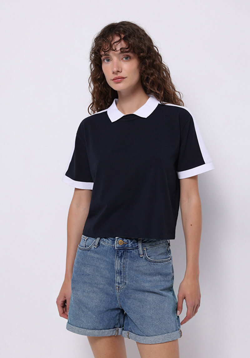 Зображення Поло З Коротким Рукавом Жіноче Синє  Cl1074591