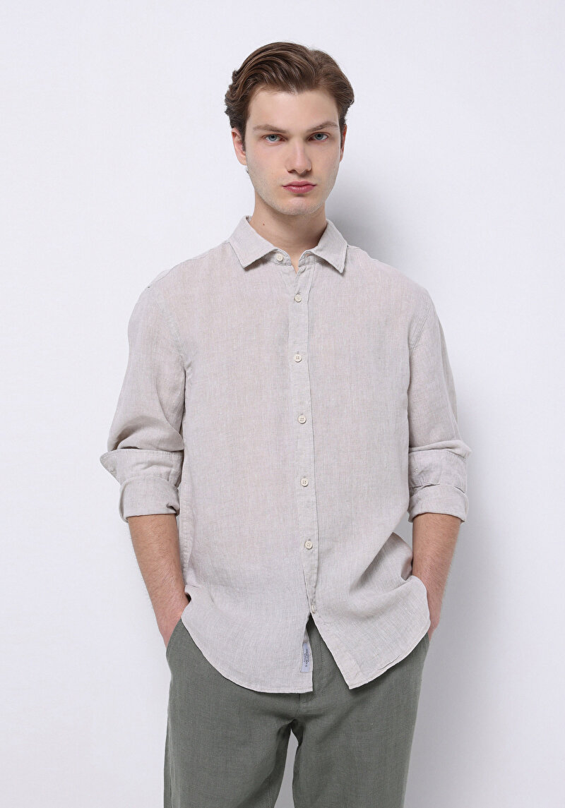 Зображення Сорочка З Довгим Рукавом Чоловіча Бежева  Cl1074493