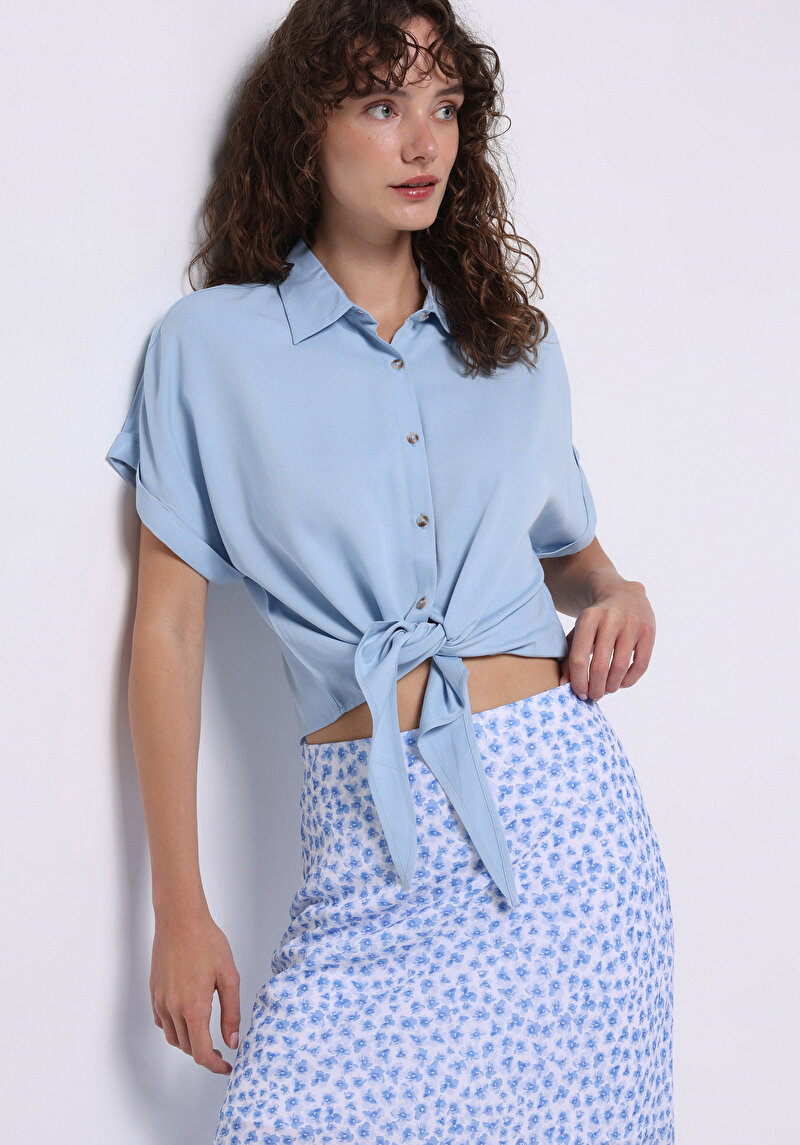 Зображення Сорочка З Коротким Рукавом Жіноча Блакитна Cl1074645