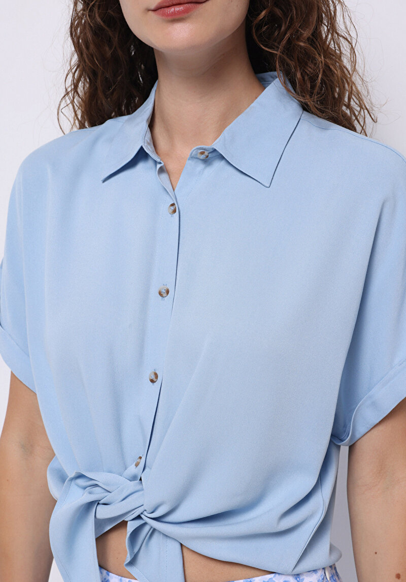 Зображення Сорочка З Коротким Рукавом Жіноча Блакитна Cl1074645