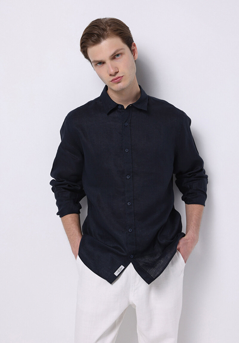 Зображення Сорочка З Довгим Рукавом Чоловіча Синя  Cl1074493