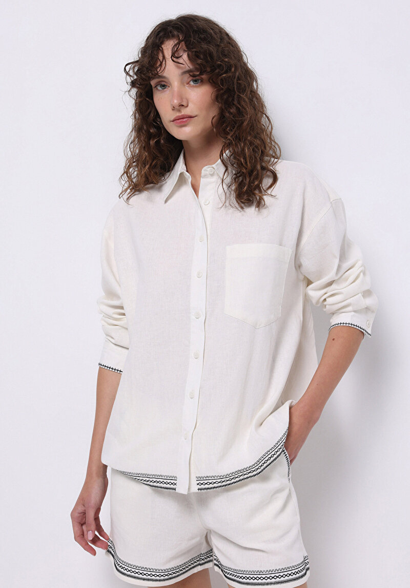 Зображення Сорочка З Довгим Рукавом Жіноча Біла  Cl1075191