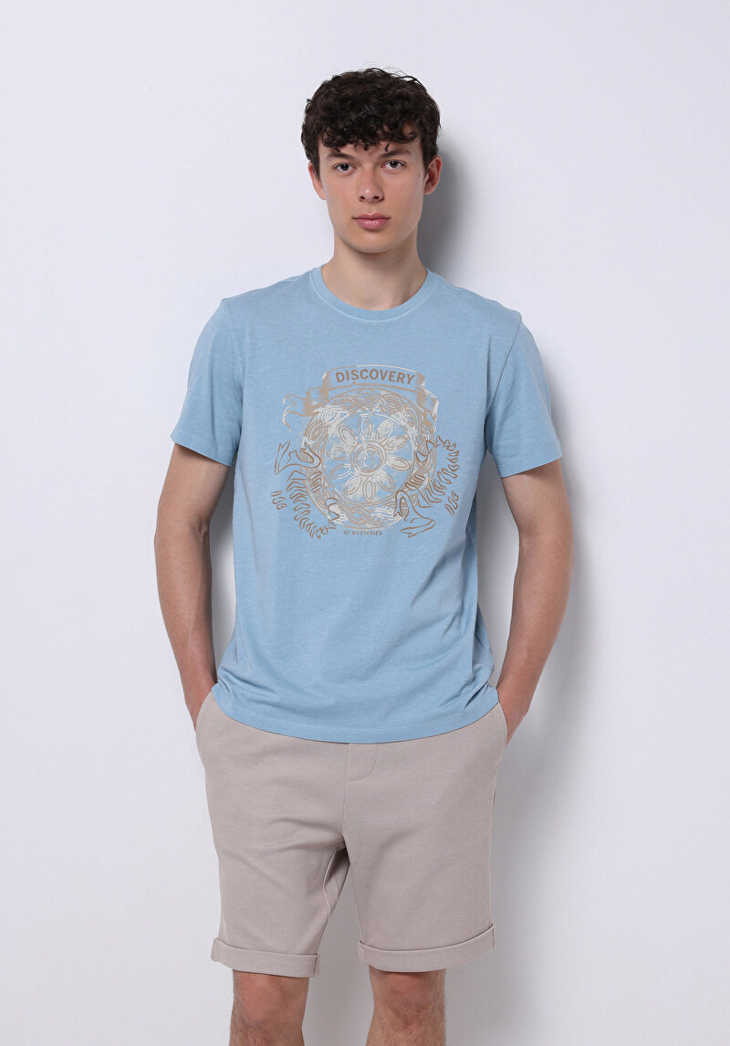 Зображення Футболка З Коротким Рукавом Чоловіча Блакитна  Cl1072810