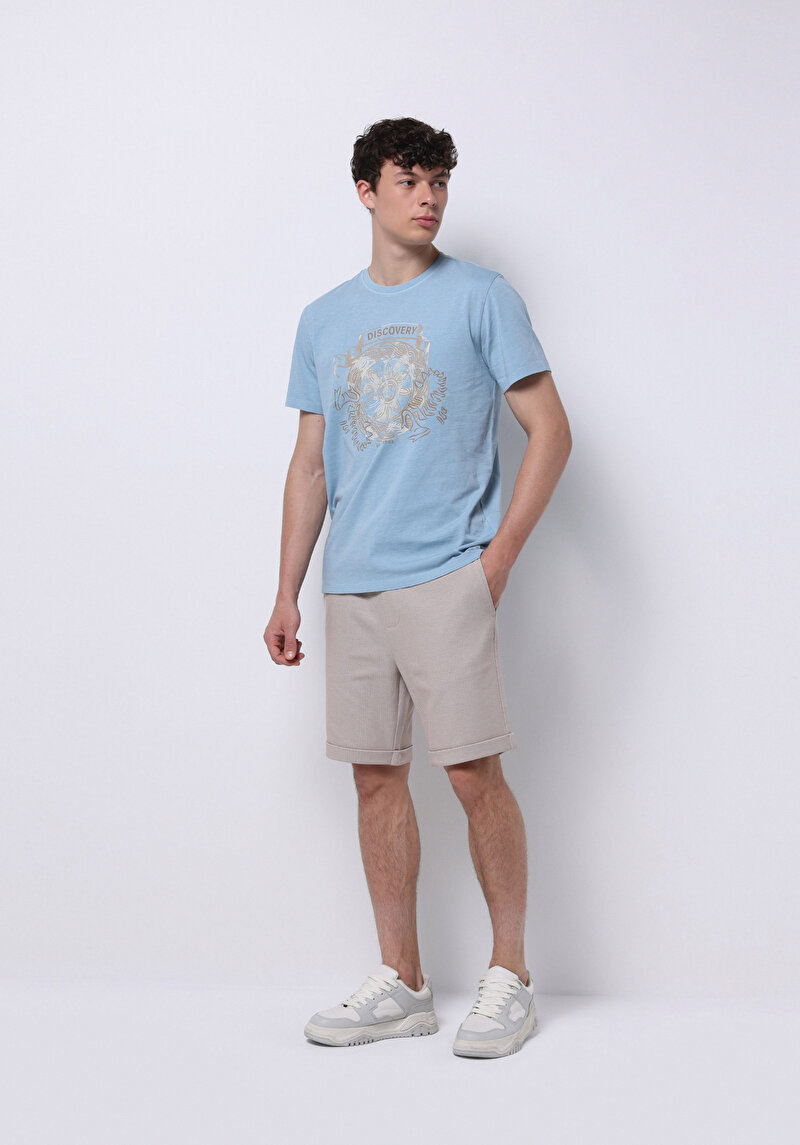 Показати інформацію про Футболка З Коротким Рукавом Чоловіча Блакитна  Cl1072810