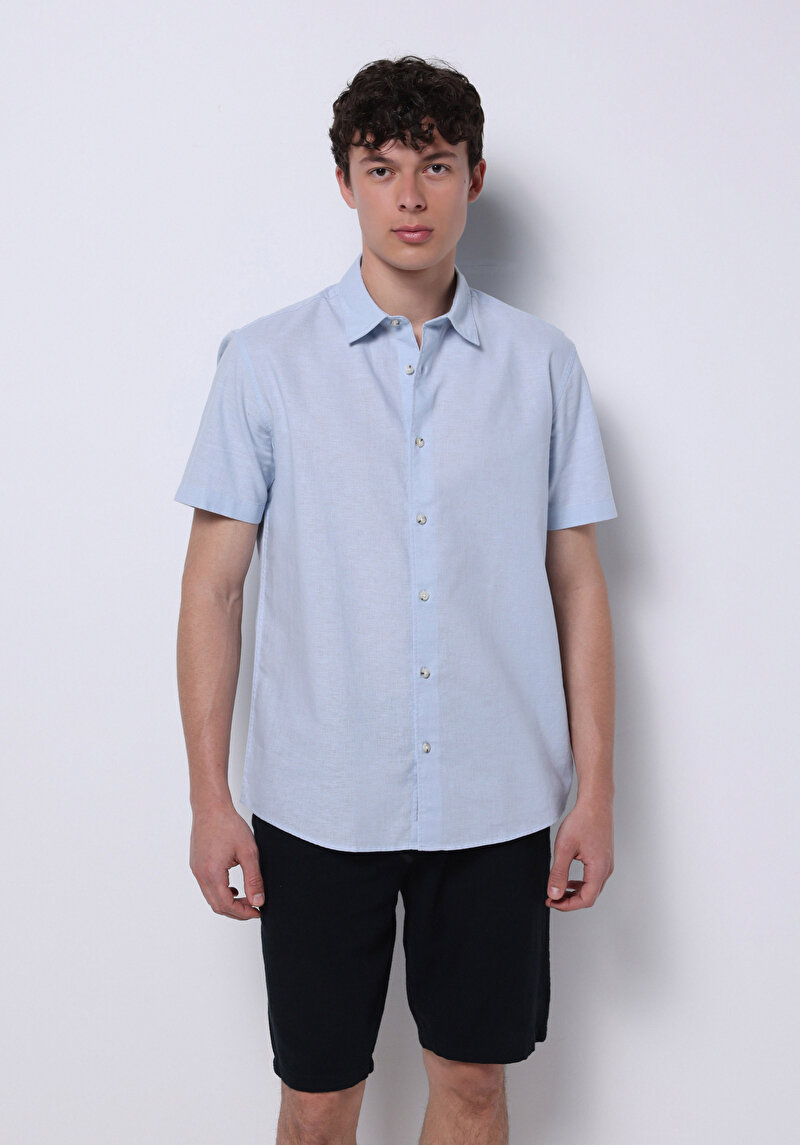 Зображення Сорочка З Коротким Рукавом Чоловіча Блакитна  Cl1074069