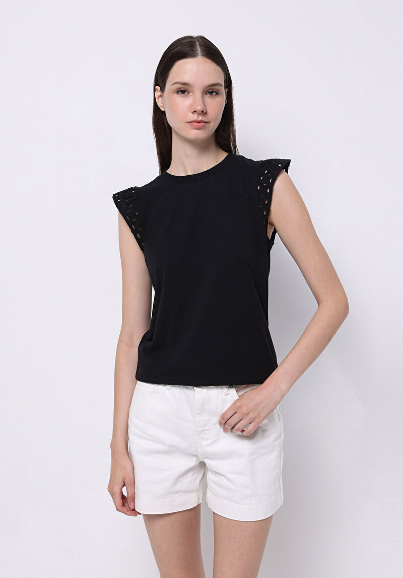 Зображення Блуза З Коротким Рукавом Жіночий Чорна  Cl1074271