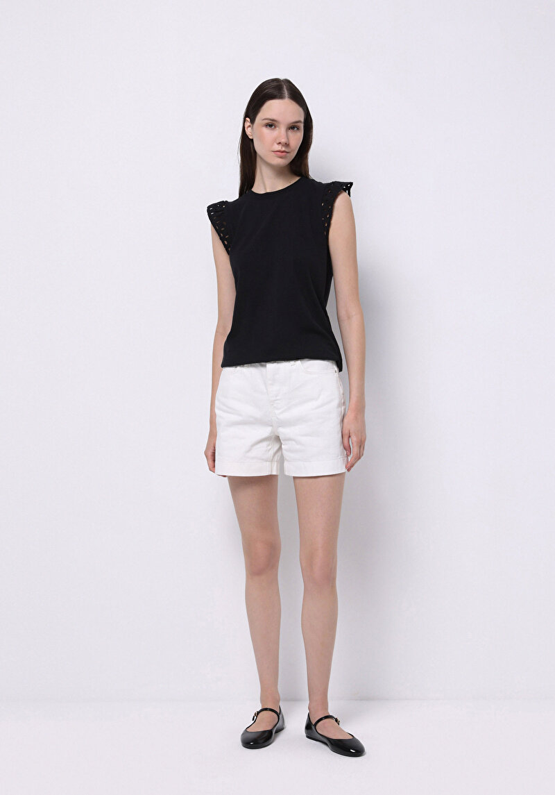 Показати інформацію про Блуза З Коротким Рукавом Жіночий Чорна  Cl1074271