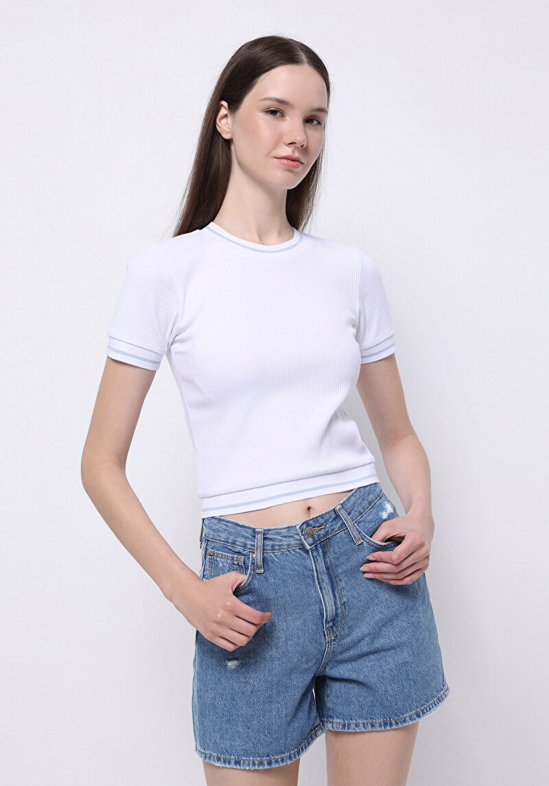 Зображення Светр Із Коротким Рукавом Жіночий Білий  Cl1074597