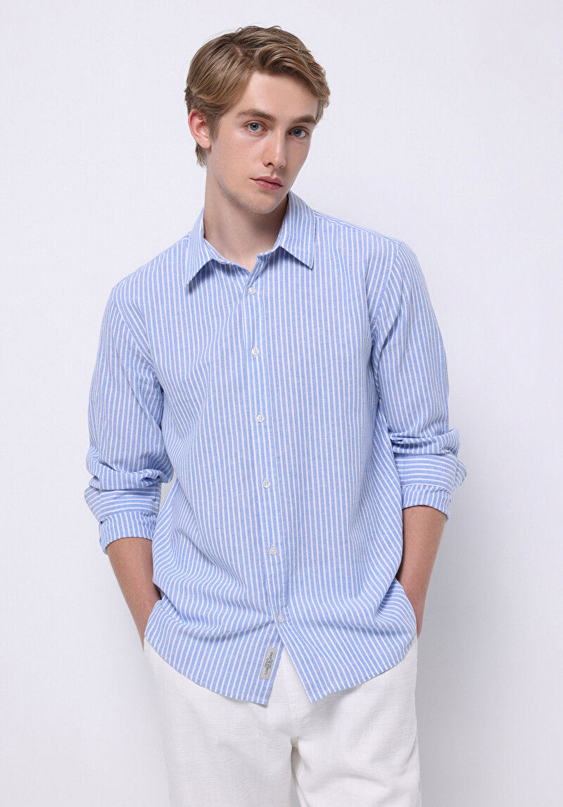 Зображення Сорочка З Довгим Рукавом Чоловіча Блакитна  Cl1074488