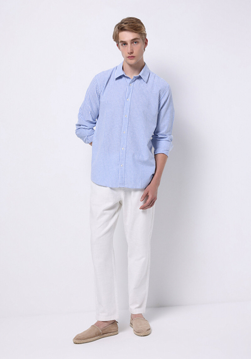 Показати інформацію про Сорочка З Довгим Рукавом Чоловіча Блакитна  Cl1074488