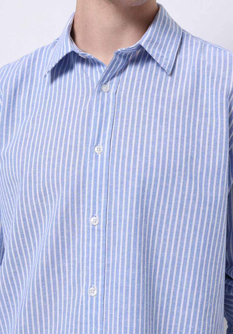 Показати інформацію про Сорочка З Довгим Рукавом Чоловіча Блакитна  Cl1074488