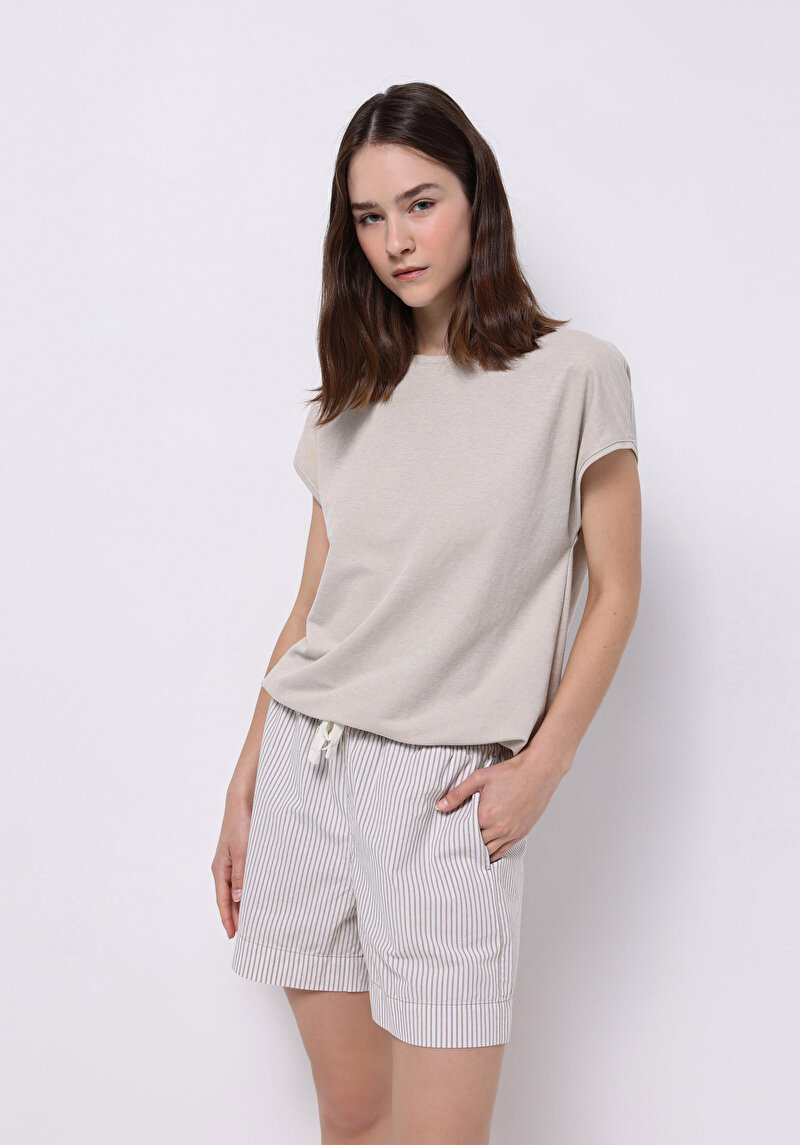 Зображення Блуза З Коротким Рукавом Жіночий Бежева  Cl1074351