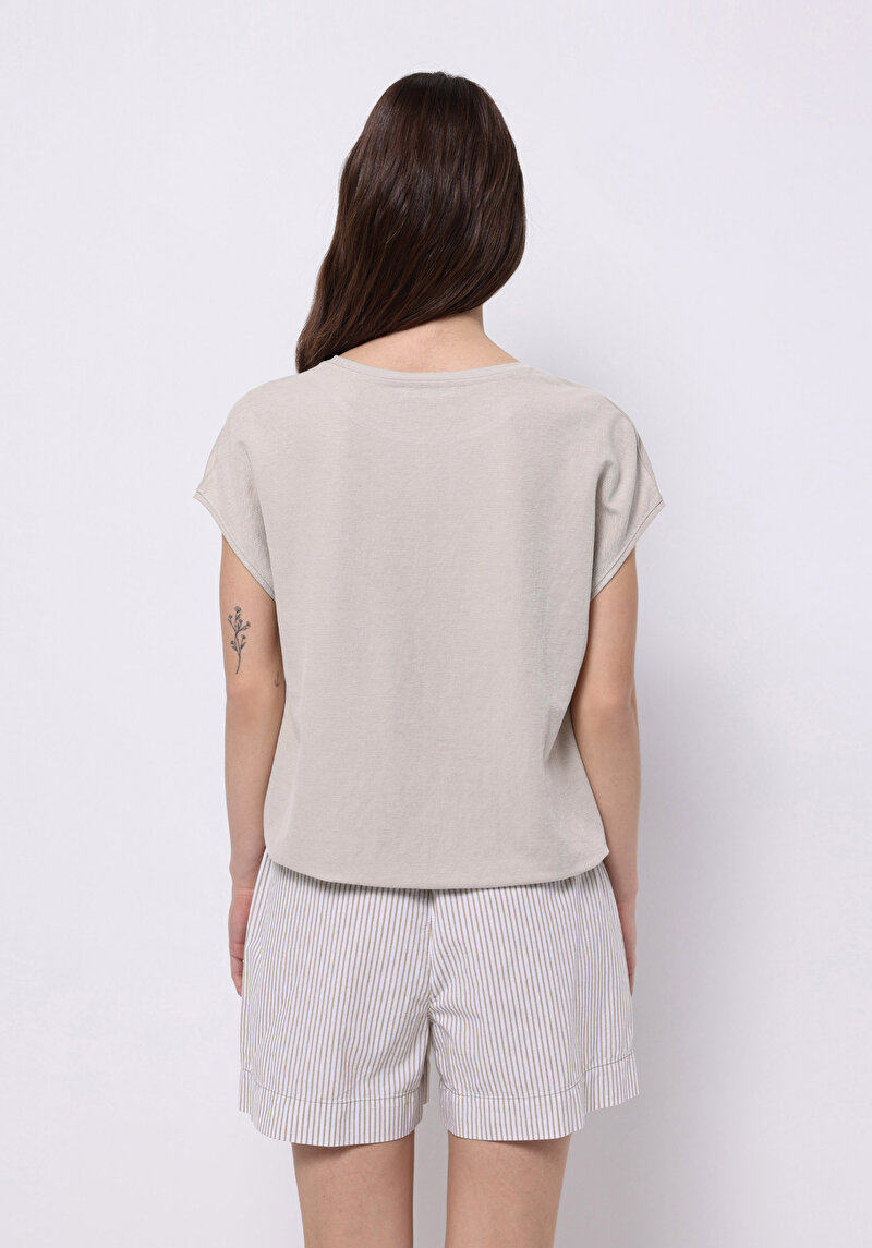 Показати інформацію про Блуза З Коротким Рукавом Жіночий Бежева  Cl1074351