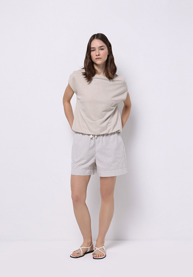 Показати інформацію про Блуза З Коротким Рукавом Жіночий Бежева  Cl1074351