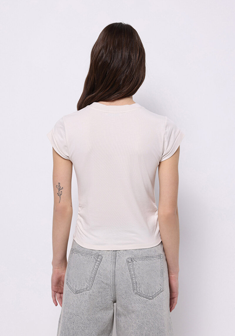 Показати інформацію про Блуза З Коротким Рукавом Жіночий Бежева  Cl1074571