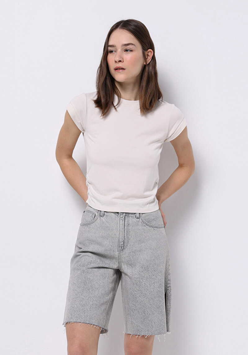 Показати інформацію про Блуза З Коротким Рукавом Жіночий Бежева  Cl1074571