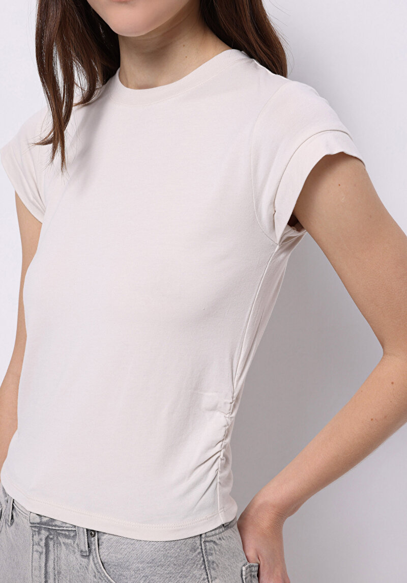 Показати інформацію про Блуза З Коротким Рукавом Жіночий Бежева  Cl1074571