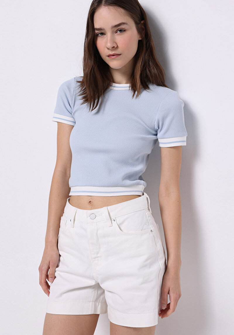 Зображення Светр Із Коротким Рукавом Жіночий Блакитний  Cl1074597