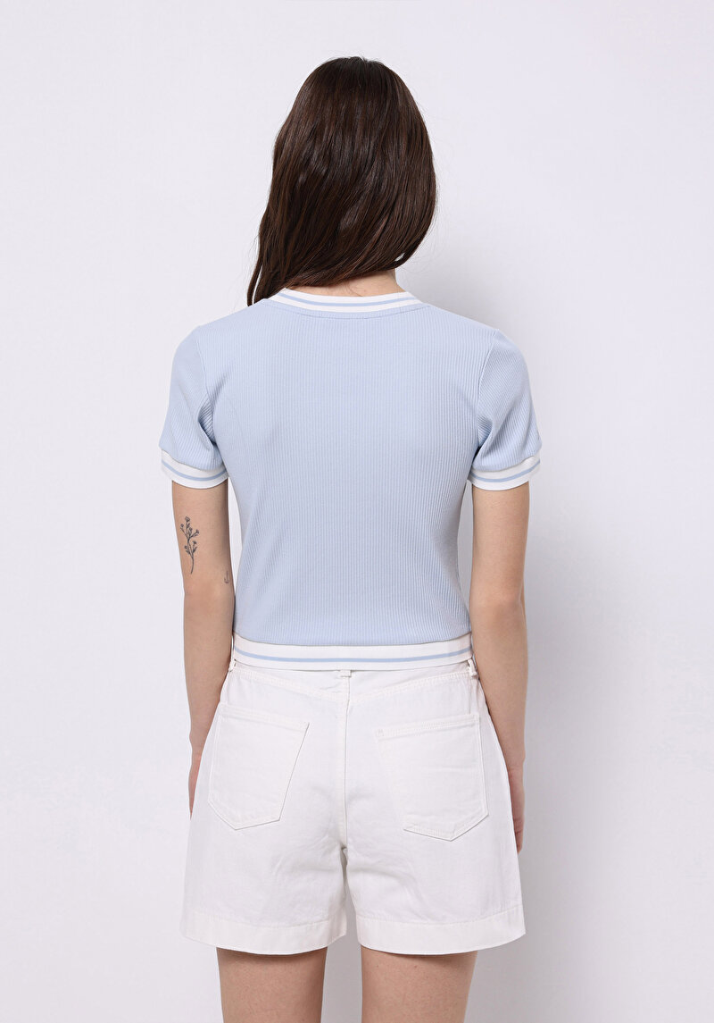 Показати інформацію про Светр Із Коротким Рукавом Жіночий Блакитний  Cl1074597