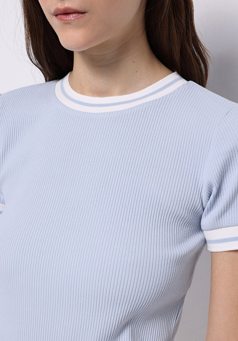 Показати інформацію про Светр Із Коротким Рукавом Жіночий Блакитний  Cl1074597