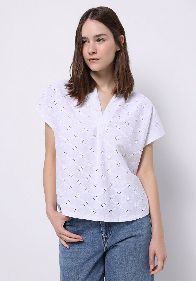 Зображення Блуза З Коротким Рукавом Жіночий Біла  Cl1074287