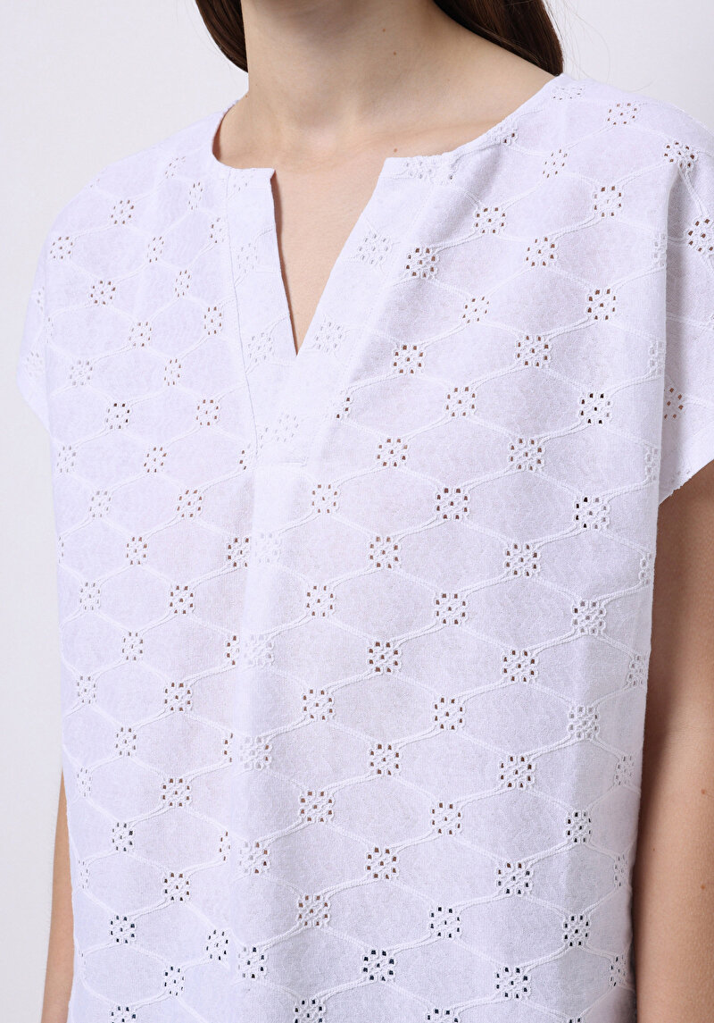 Показати інформацію про Блуза З Коротким Рукавом Жіночий Біла  Cl1074287