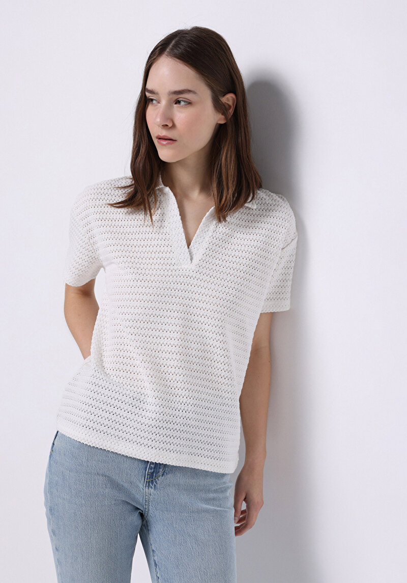 Зображення Поло З Коротким Рукавом Жіноче Біле  Cl1074302