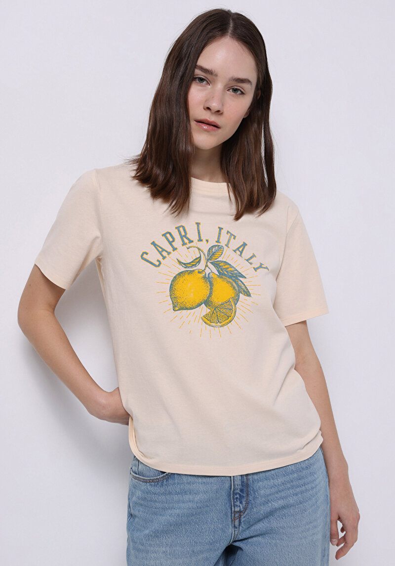 Зображення Футболка З Коротким Рукавом Жіноча Бежева  Cl1074317