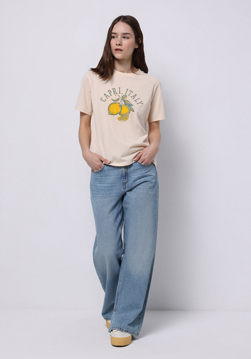 Показати інформацію про Футболка З Коротким Рукавом Жіноча Бежева  Cl1074317