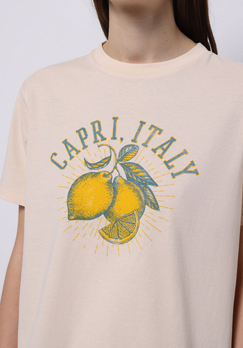 Показати інформацію про Футболка З Коротким Рукавом Жіноча Бежева  Cl1074317